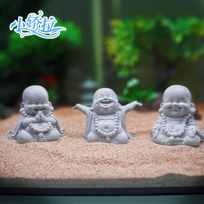 Adornos Zen de Monje Creativo, Decoración para el Hogar, Estatuas de Buda de Arenisca Verde, Accesorios para Té, Mascotas de Té Populares, Lindo Maitreya