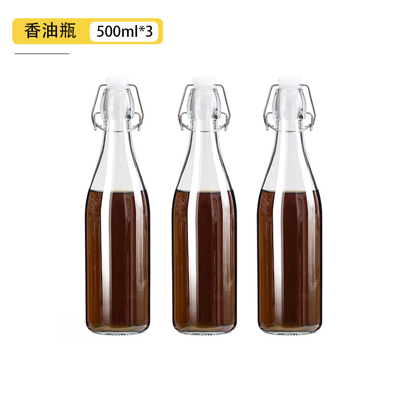 Botella sellada de vidrio de grado alimenticio, hebilla, tapa, aceite de sésamo, botella vacía, olla de aceite de cocina de gran capacidad, botella de bebida condimentada