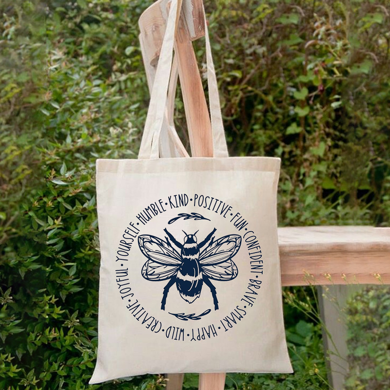 欧美新款蜜蜂卡通个性高颜值大容量通勤百搭单肩包帆布包