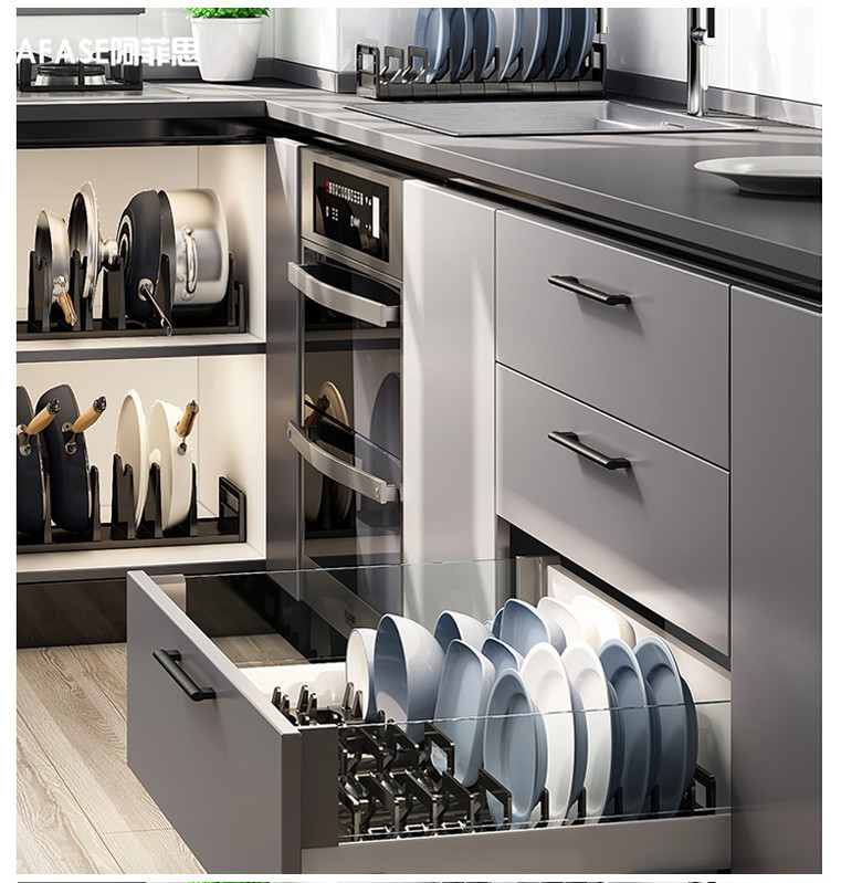 Kitchen Dish Rack Dish Rack Space Aluminum Kitchen Cabinet Built-in Dish Dish Dish Rack Household Drawer Dish Dish Storage Rack