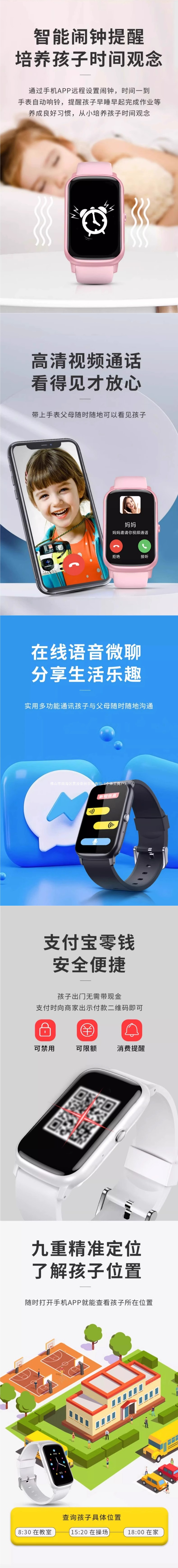 The smart children's smartwatch features 5G long battery life, strong signal, multi-functional positioning, and supports offline payment and NFC details Picture