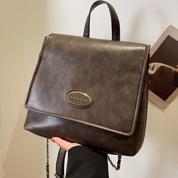 2024 New Large Capacity Bag Fashionable Retro Backpack Women's Handheld Korean Edition Book Bag Advanced Outgoing Backpack_voghion.com