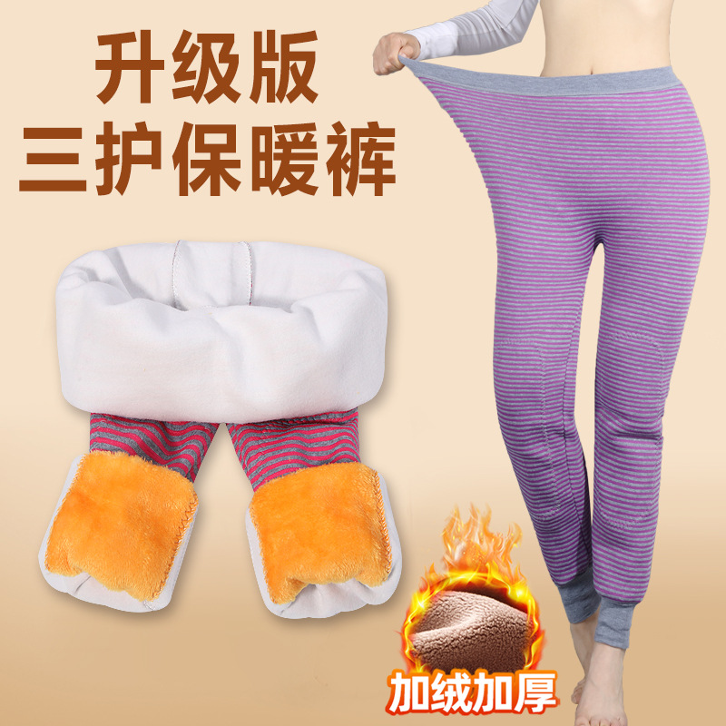 Women's Warm Leggings Cross-border Fleece-lined Autumn Tights Thick Elastic Inner Leggings Striped Warm Leggings Factory Wholesale