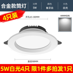 Household Downlight Embedded Ceiling Spotlight 5 Three-Color Living Room Ceiling Small Round Hole Lamp Bull's Eye Lamp Copper Hole Lamp