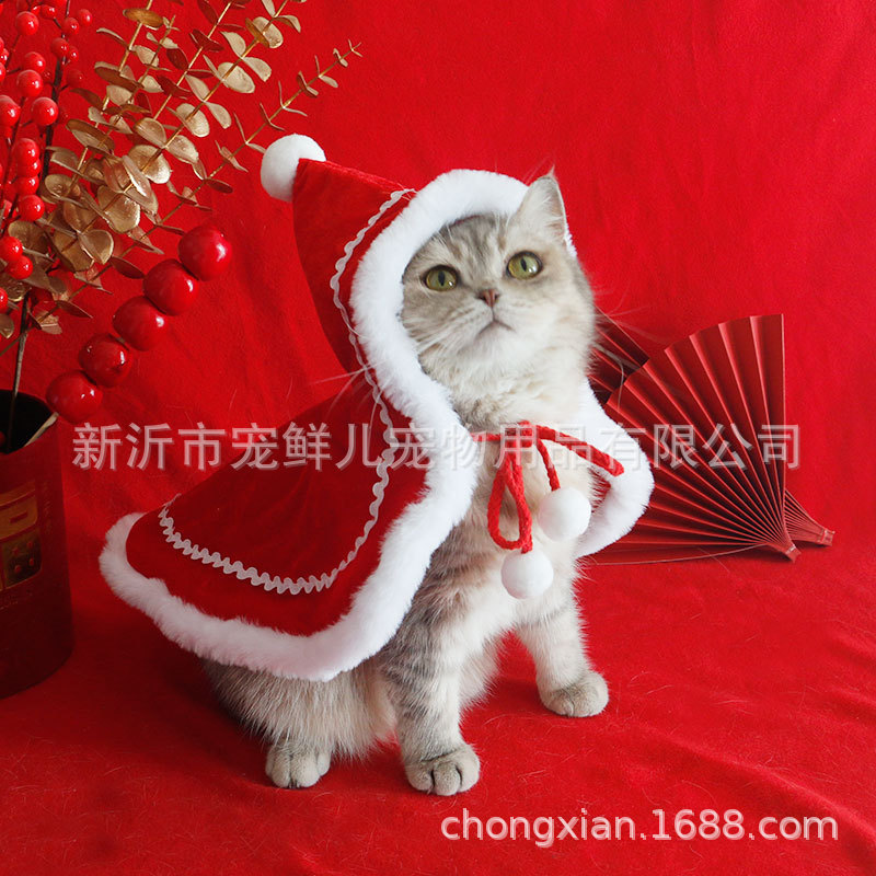 Dog Christmas cloak cat cloak teddy bear new year warm nightgown small dog autumn and winter clothes photo