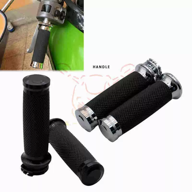 Подходит для мотоцикла Harley 883, универсальный 25 мм, модифицированный руль в стиле ретро, ​​резиновая ручка дроссельной заслонки, черный чехол на руль