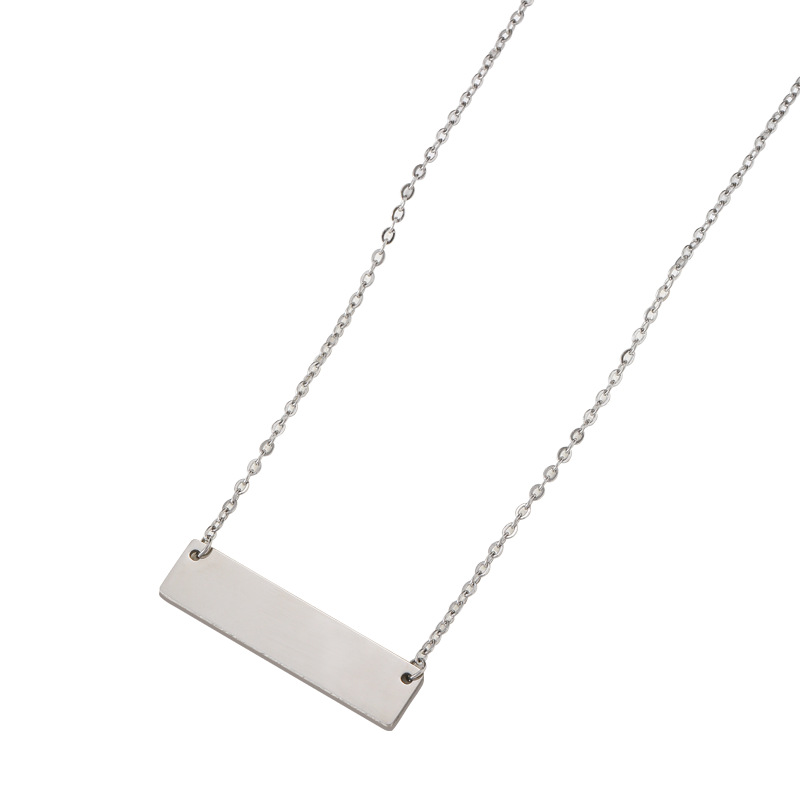 Wholesale Jewelry Basic Simple Style Geometric Customization Laser Engraving 201 Stainless Steel Plating Pendant Necklace Cable Chain display picture 2