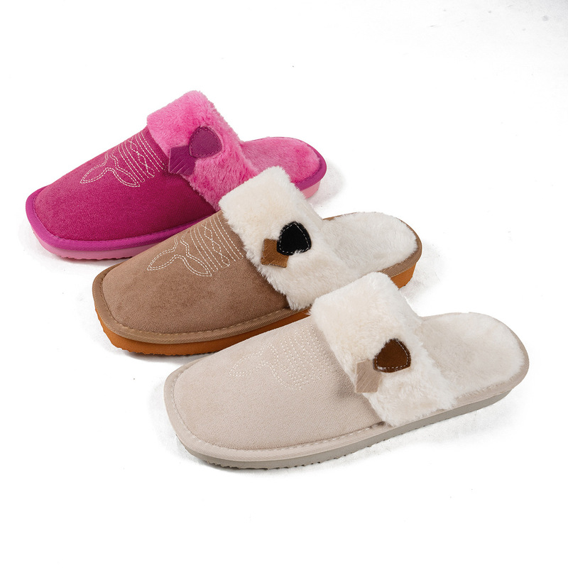 Large Size Slip-On Square-Toe Plush Warm Embroidered Cotton Slippers for Women and Men, Sizes 36-47, for Export Large Size Slip-On Square-Toe Plush Warm Embroidered Cotton Slippers for Women and Men, Sizes 36-47, for Export