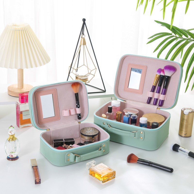 Two-color handheld cartoon cosmetic bag for traveling