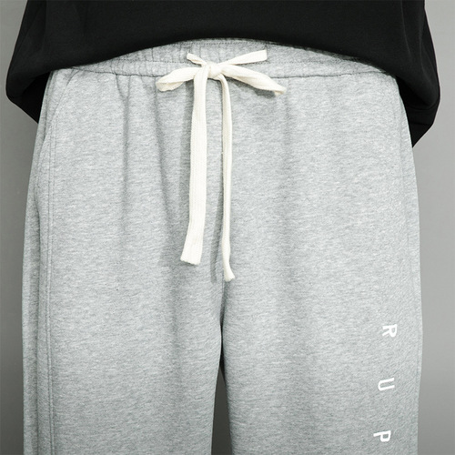 Men's Autumn Casual Sweatpants Long Pants Embroidered Ankle Loose Straight Leg Cotton Knit Cotton Straight Leg