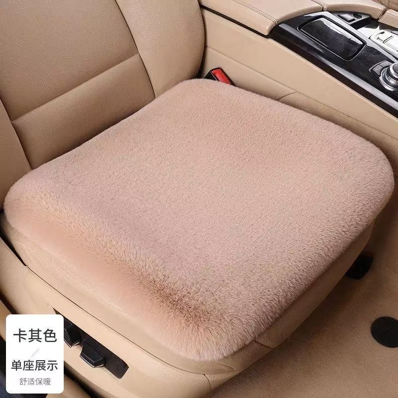 Five-piece set of winter-proof, faux rabbit fur car seat cushions, designed to keep you warm, with a non-shedding, universal fit for all car seats