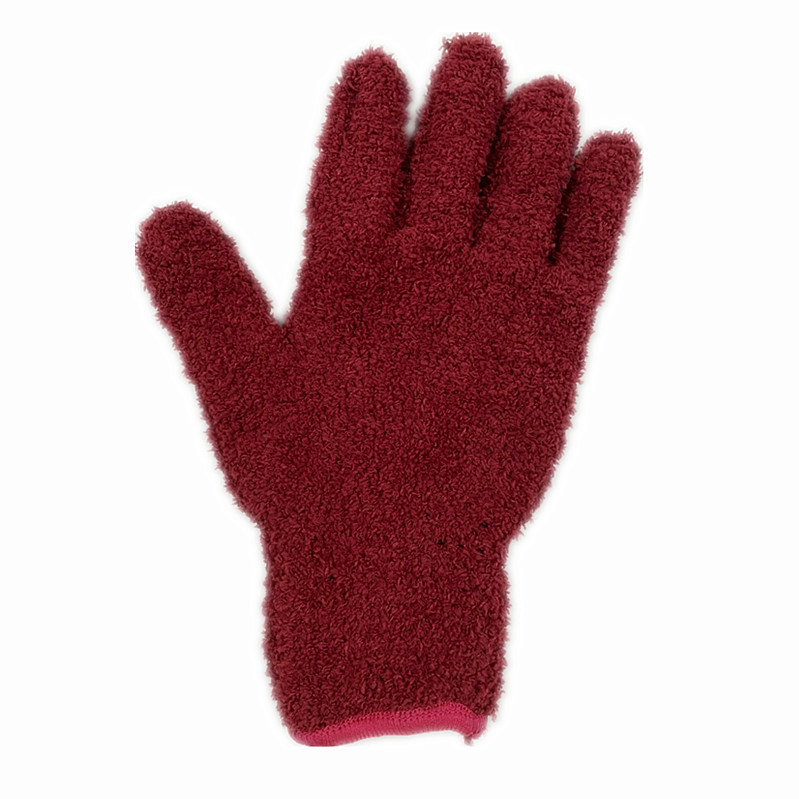 Guantes de polvo de fibra ultra fina guantes de coral guantes de lavado de coche limpieza color sólido de cinco dedos del hogar absorbente guantes de pelo seco