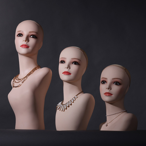 New model head wig cap display props stand, mouth model mannequin, single-shoulder display mannequin