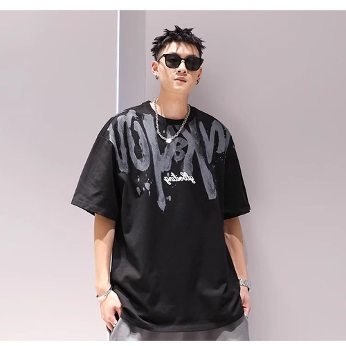 American Heavyweight Oversized Men's Short-Sleeve T-Shirt Summer Hip-Hop Style Streetwear Cool Letter Print