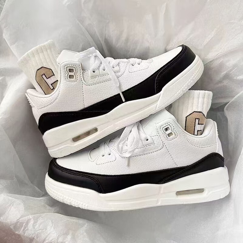 Men's Air Cushion Basketball Sneakers 2024 New Autumn Black and White Versatile Ins National Trend Thick-Soled White Shoes