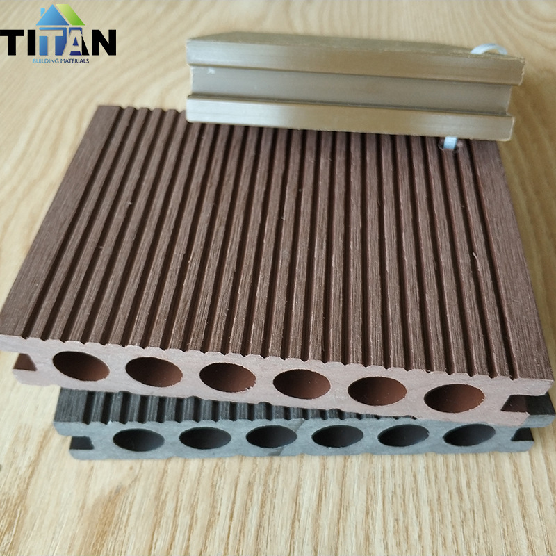 Piso de plástico de madera de agujero cuadrado 150*25mm WPC terraza de madera ecológica balcón empalme al aire libre piso de plástico de madera al aire libre