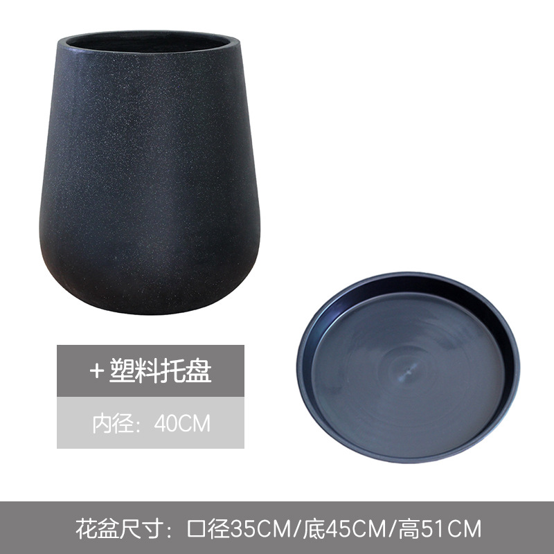 Macetas de pie para sala de estar, macetas grandes para patio, macetas para árboles, bandejas de cemento de estilo nórdico negro para flores