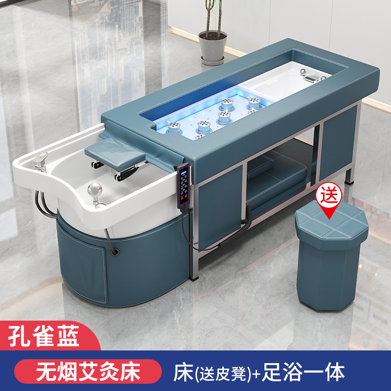 Peacock Blue moxibustión pie cama de baño