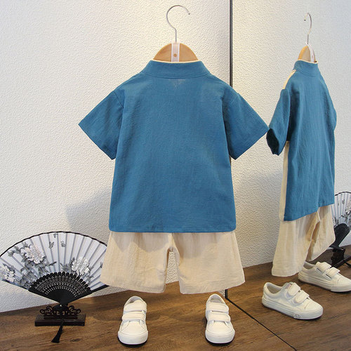 Children's summer boys and girls Hanfu Tang suit Republic of China style antique suit primary school students and toddlers retro performance costumes