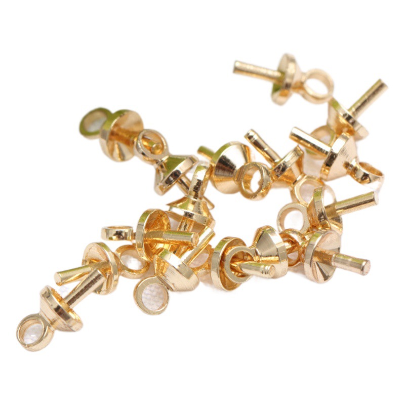 Copper-Plated 14K Gold Sheep's Eye Horn Nail DIY Handmade Jewelry Pendant Holder Needle Holder Color-Preserving Half-Hole Bead Holder Cap Head