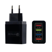 彩色4USB手机充电器3A多口旅行充平板电源适配器欧规美规跨境批发