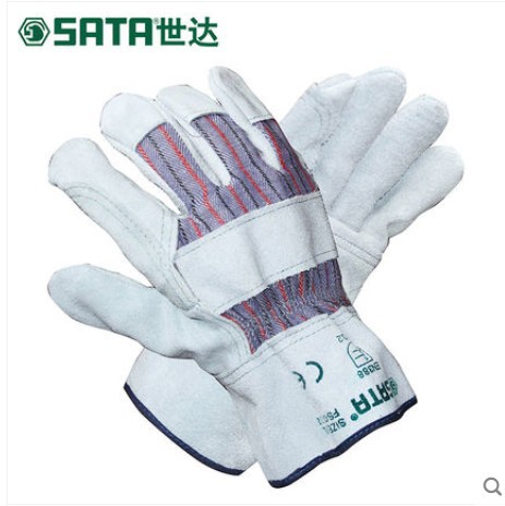 世达工具经济型半皮耐磨劳保手套半牛皮防切割工作手套FS0101-02