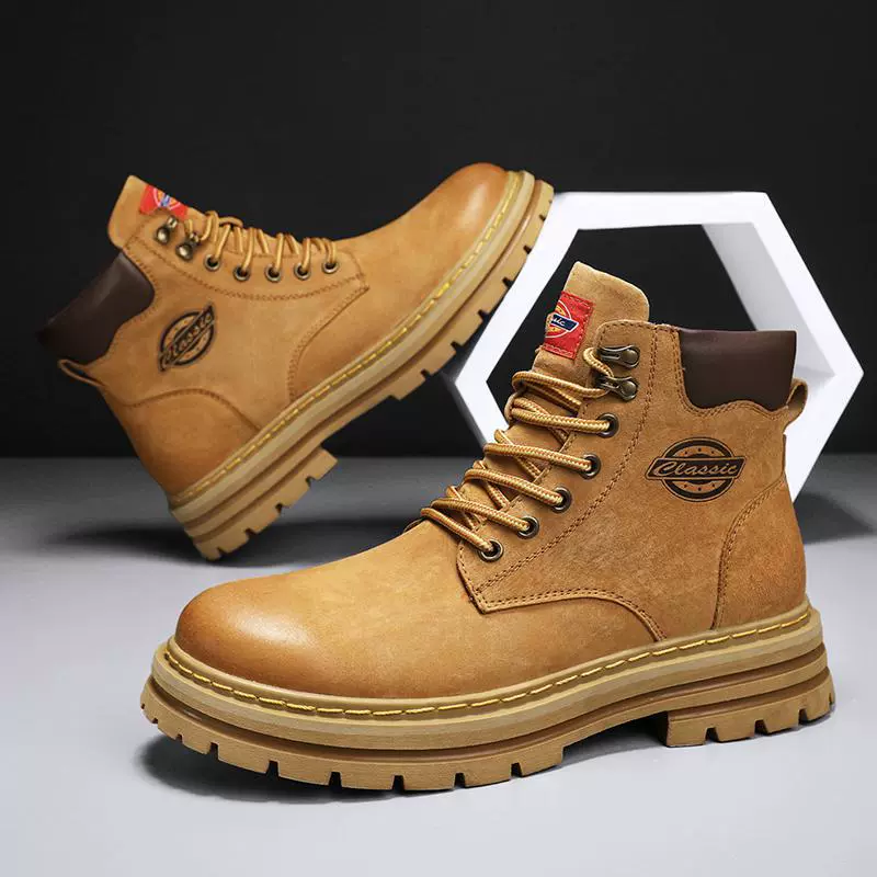 Ботинки (Martens) спортивные высококачественные, коричневые/хаки, с хлопковой подкладкой, размеры 39–46