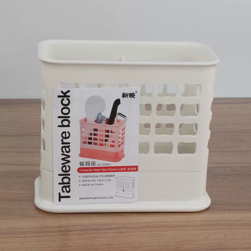 Square plastic tableware drying rack with chopsticks holder, hygienic home storage system