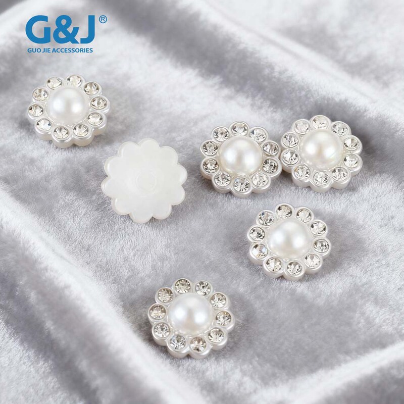 DIY jewelry accessories flat round half surface rhinestone sunflower patch ABS imitation pearl mobile phone beauty sticker