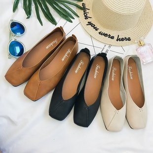 Student Doudou Shoes Shallow Mouth Lazy Shoes 2024 Summer and Autumn New Korean Style Square Toe Flat Bottom Versatile Shoes for Women