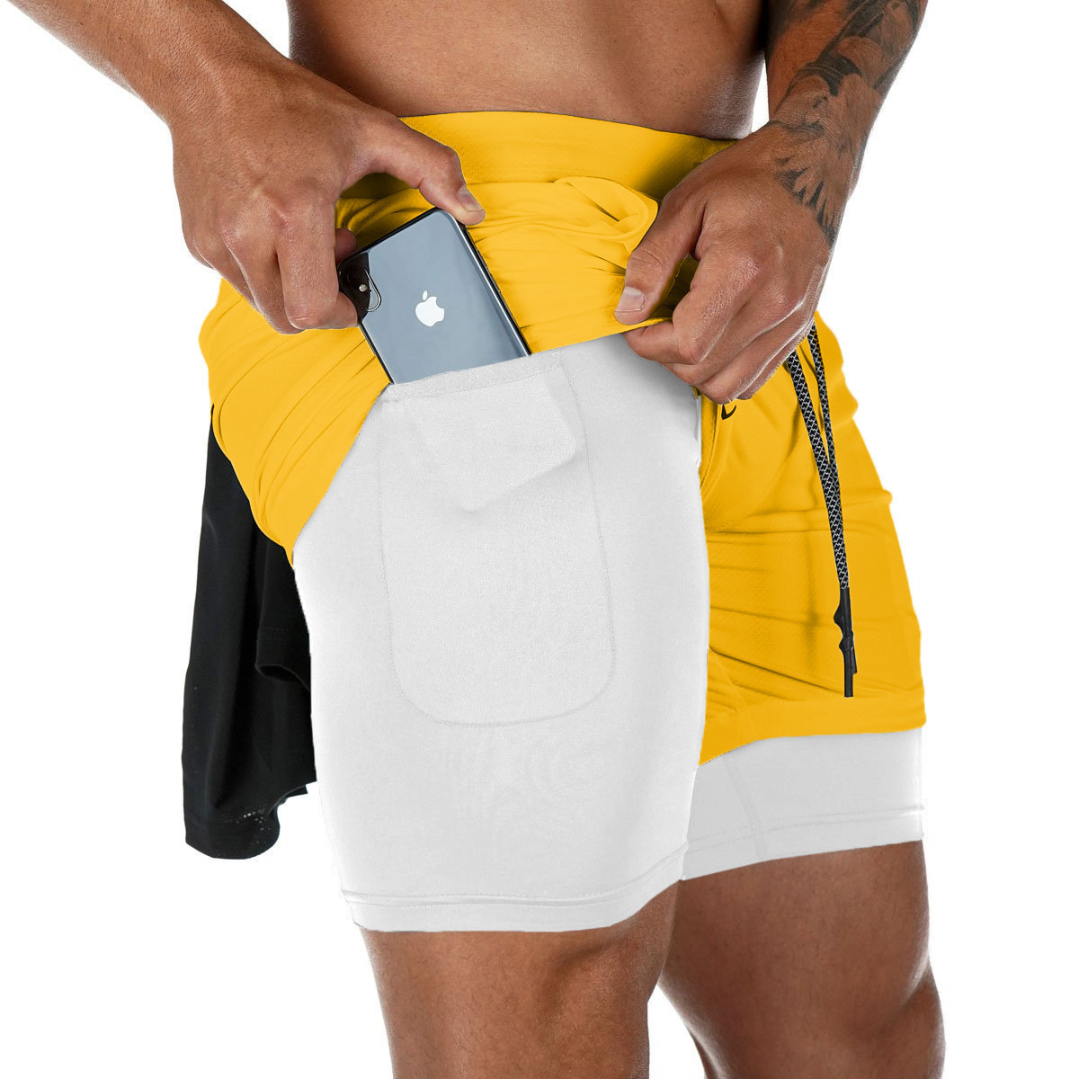 1 Cross-Border Sommer-Sportshorts für Herren, doppellagig, schnelltrocknend, atmungsaktiv, für Squat-Jogging, Workout, Freizeit und Basketball_voghion.com