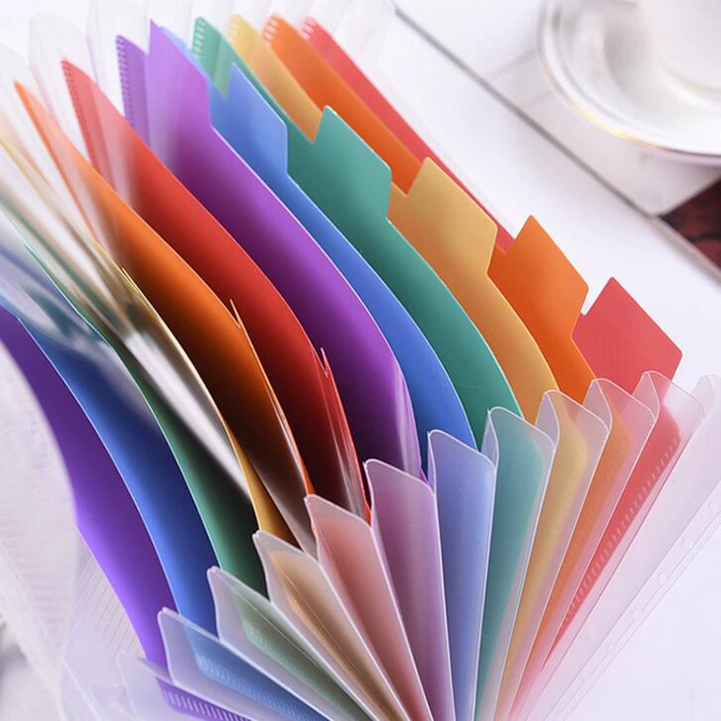 Rainbow handheld organ with clasp, plastic bag for students for documents, 13 cells