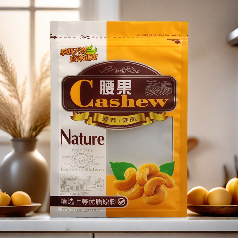 腰果包装袋槚如树鸡腰果自封拉链铝箔透明果仁炒货袋500克1斤装