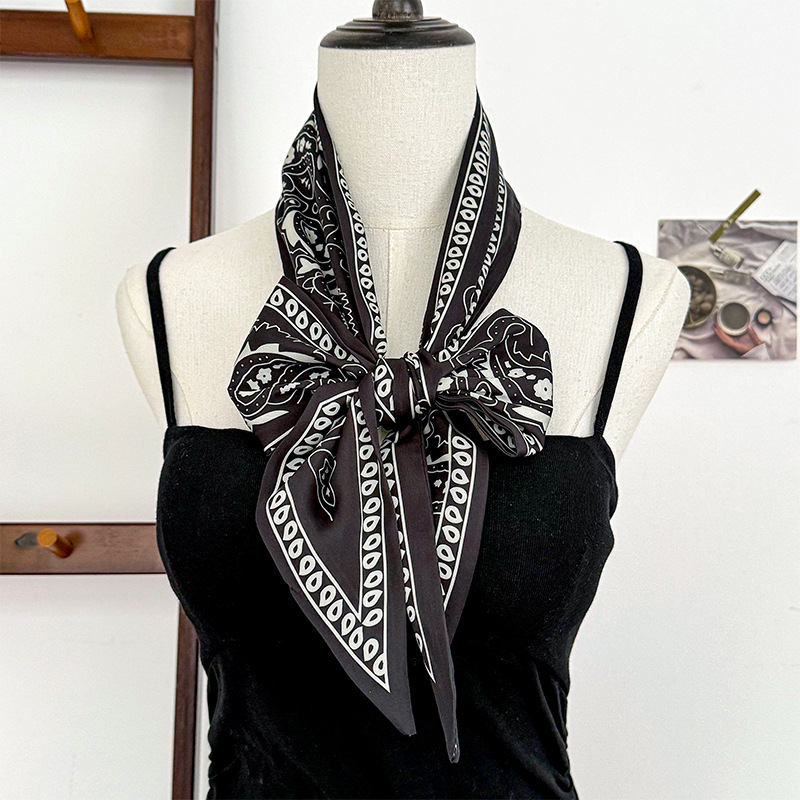 Bufanda de seda, atmósfera coreana, nuevo temperamento, cinta de esquina afilada de moda, cinturón de seda de imitación, bufanda con cuello