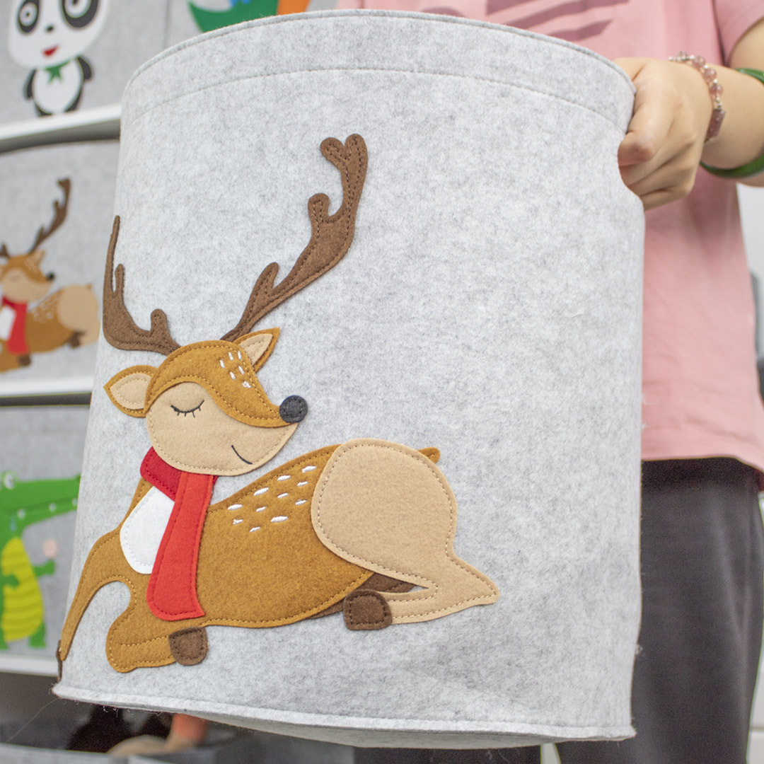 新款北歐風手提髒衣簍毛氈收納桶 玩具雜物收納袋 卡通毛氈收納筐