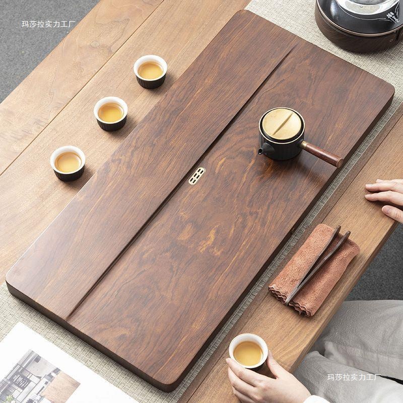 Placa de té de madera sólida, mesa de té simple de oficina, mesa de té china, almacenamiento y drenaje de agua, mesa de té eléctrica