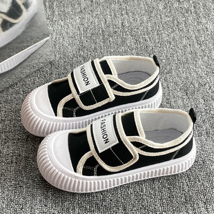 Children's Velcro Canvas Shoes 2025 Spring and Autumn New Girls' Low-Top Sneakers for Older Children Fashionable Soft Sole Single Lining