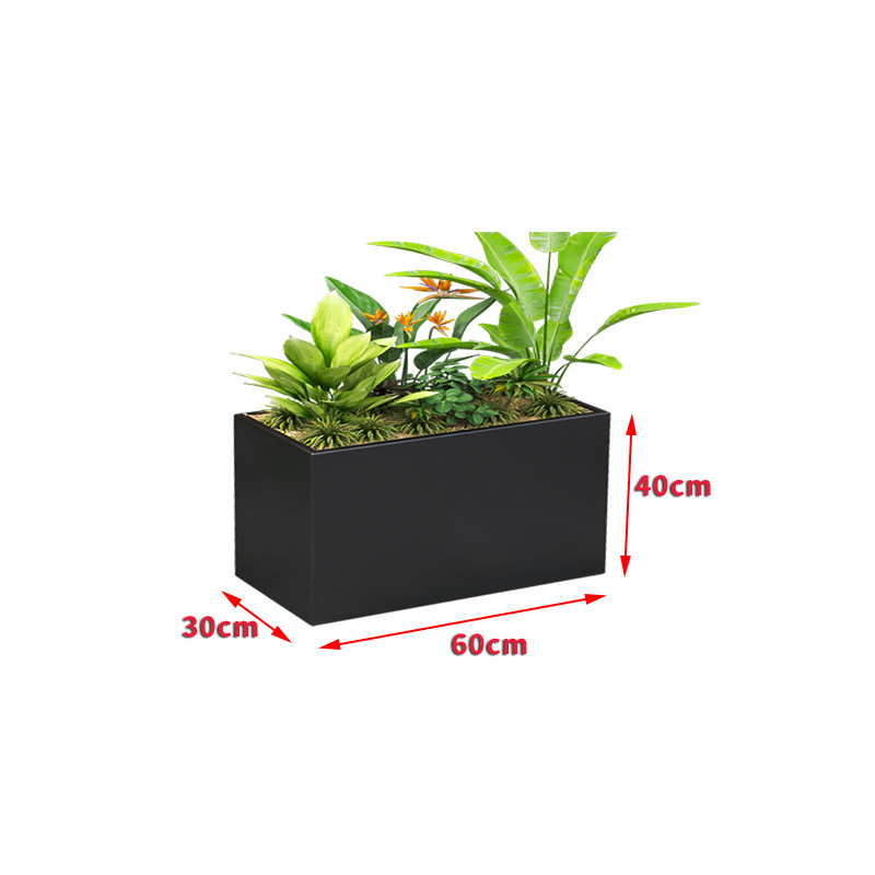 Caja de hierro forjado verde al aire libre terraza terraza caja de plantación de metal al aire libre casa patio producto acabado cama de flores combinada