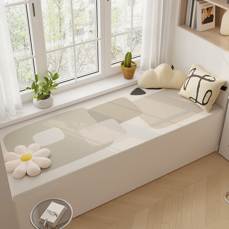 Simple y tranquilo, alfombra antideslizante de la mesa de té de la sala de estar, alfombra de cachemir, al lado de la cama del dormitorio, ventana flotante del balcón.