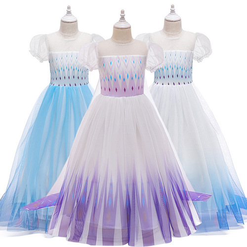 Ice and Fire Elsa Dress Children's Skirt Dress Princess Style Tiered Dress One Piece Dropshipping