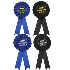 New European and American men's birthday party badge blue gold black gold Birthday King lapel pin wholesale 