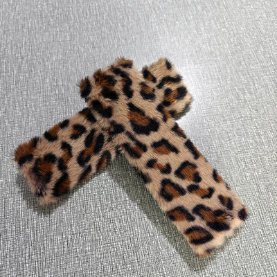 Car Seat Belt Plush Leopard Print Shoulder Pads, Solid Color Long Fur Shoulder Pads, Child Seat Belt Protective Cover, Anti-Slip Cover (Seat belt shoulder pad) - leopard-print-brown-shoulder-pads-65x23cm