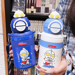 クラシックウルトラマンシリーズ保温カップ子供かわいいストローカップアニメかわいいダブルカップロックカップ蓋カップ