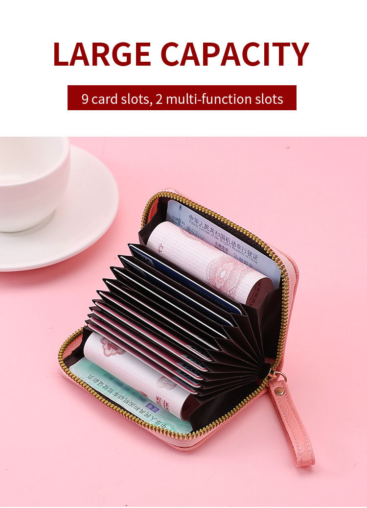 45g Weight Synthetic Leather Lining Material Zipper Closure Type Card Holder Bags Type Daily Occasion Pu Leather Material Solid Color Pattern All Seasons Season Unisex Gender Casual, Sweet Style Square Shape Unisex Solid Color Pu Leather Zipper Card Holders 4