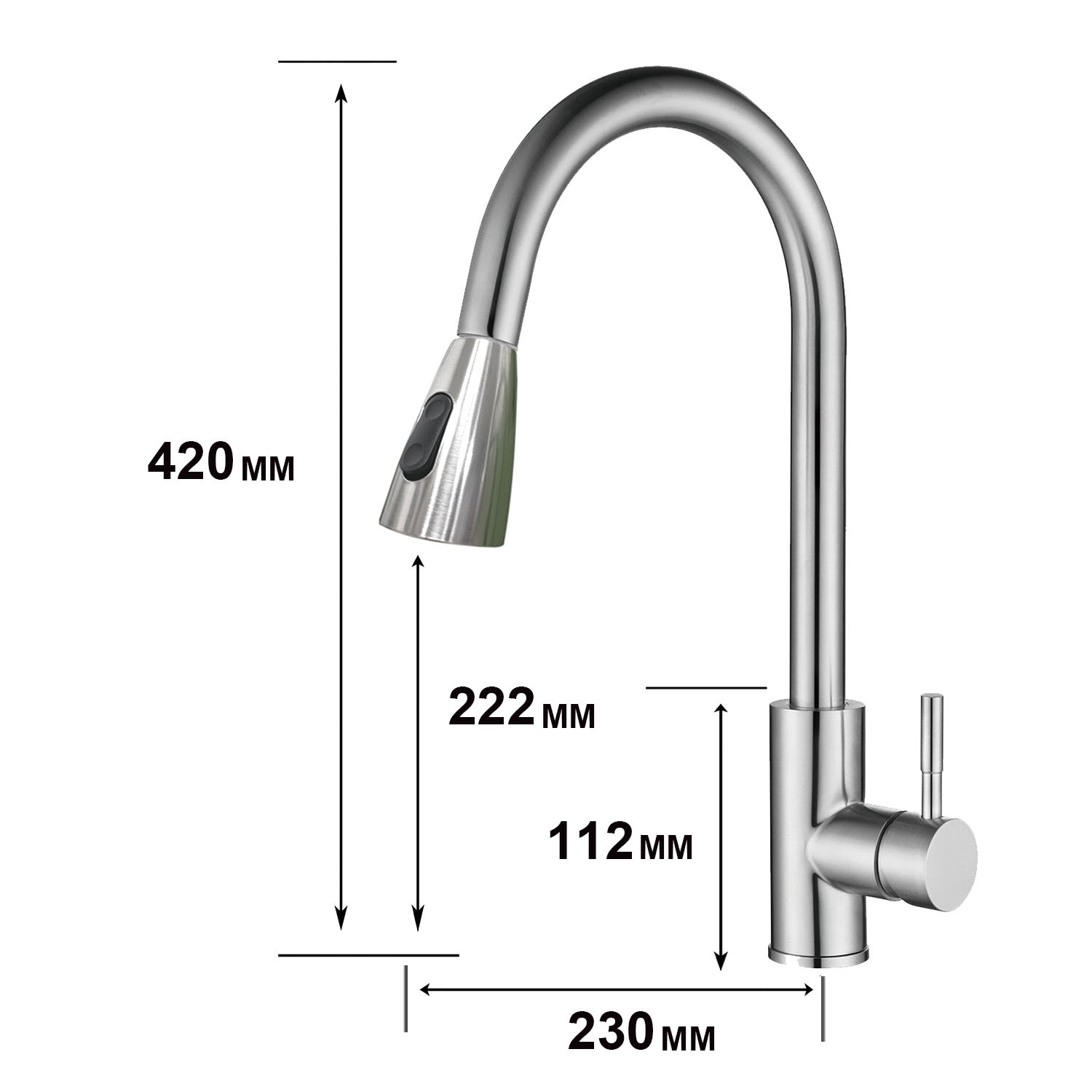 Grifo de Cocina 304 Acero Inoxidable – Extraíble, Frío y Caliente, Popular en Internet