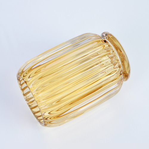 Light luxury striped transparent glass storage box makeup brush bucket desktop storage box high-value pen holder hydroponic vase