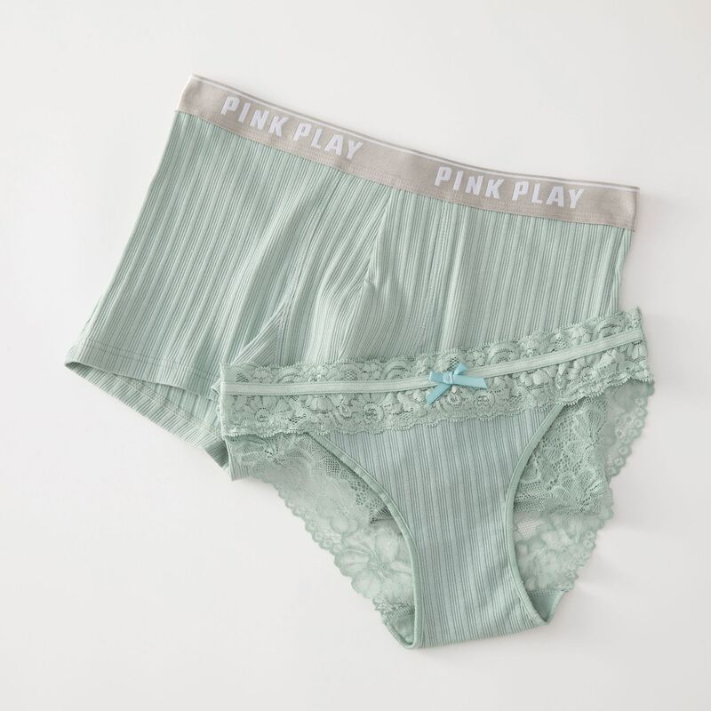 Couple's Threaded Lace Boxer Men's Triangle Women's Low-Waist Elastic Cotton Zhongshan Underwear Pure Cotton Bottom