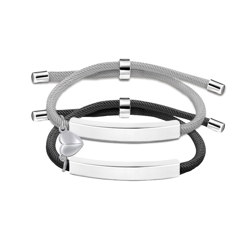 22g Weight Bracelets Classification rope Chain Material Woven Chain Chain Type 1 Pair Quantity Daily Occasion 201 Stainless Steel, rope Material Geometric, Customization Laser Engraving, Heart Shape Pattern Unisex Gender Plating Design Simple Style Style Simple Style Geometric Customization Laser Engraving Heart Shape 201 Stainless Steel Rope Woven Chain String Bracelets Wholesale 3
