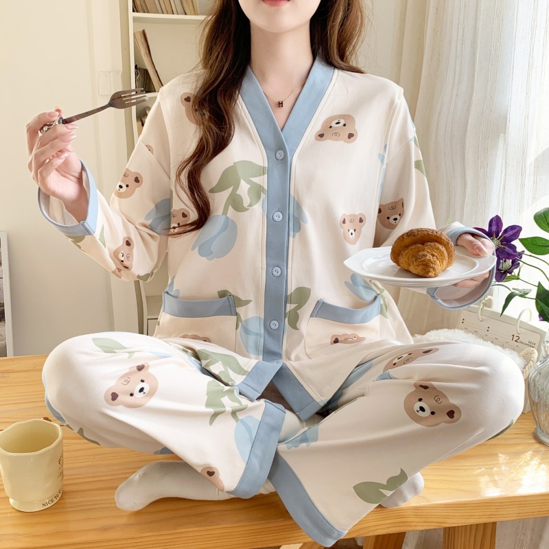 月子服春秋産後3-9月妊婦パジャマ夏の薄いタイプの入院授乳産婦授乳家庭服|undefined