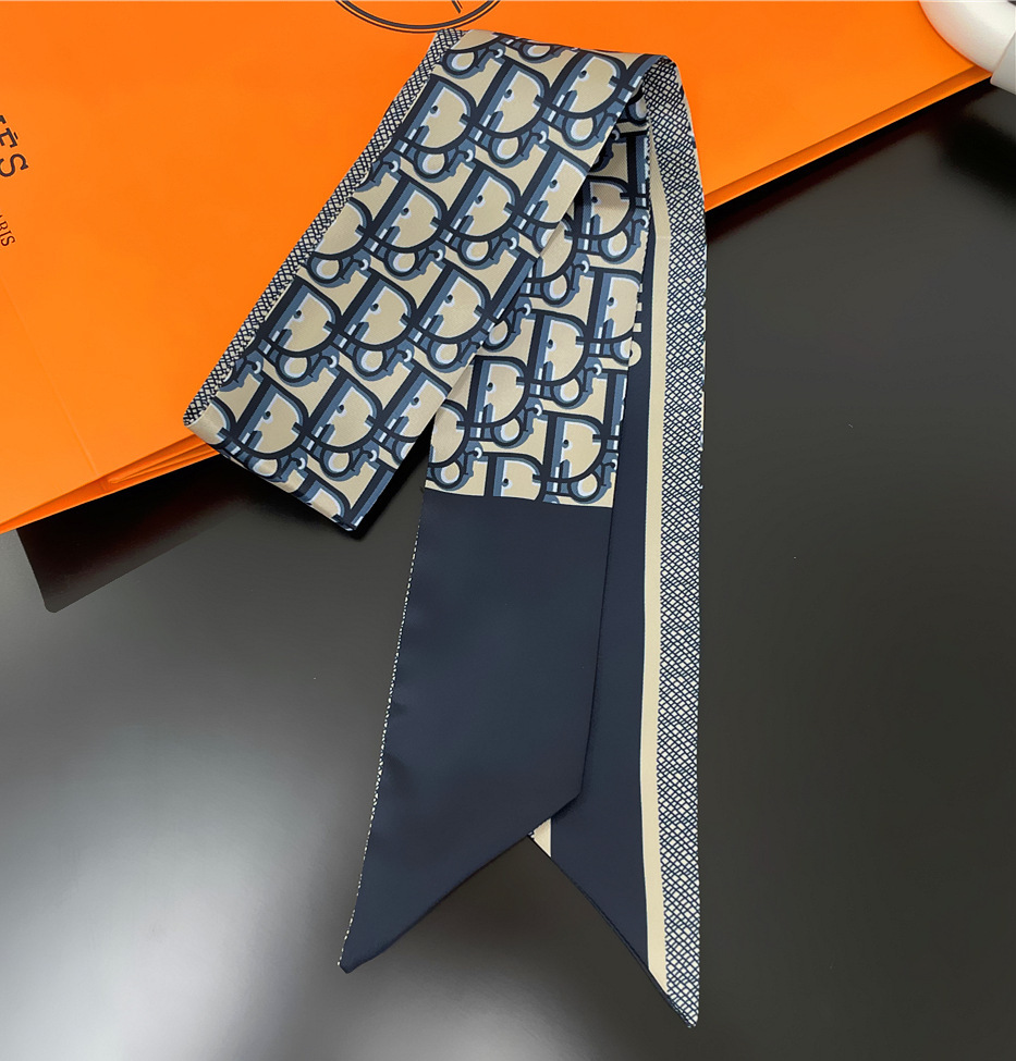 2025 nuevo estilo D bolsa atada bufanda de seda Dai Fei bolsa envuelta asa seda twilly tira larga y estrecha correa correa para el cuello cinta